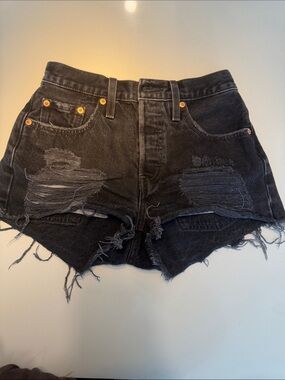 Levi's 501 Black Distressed Cutoff Denim Shorts